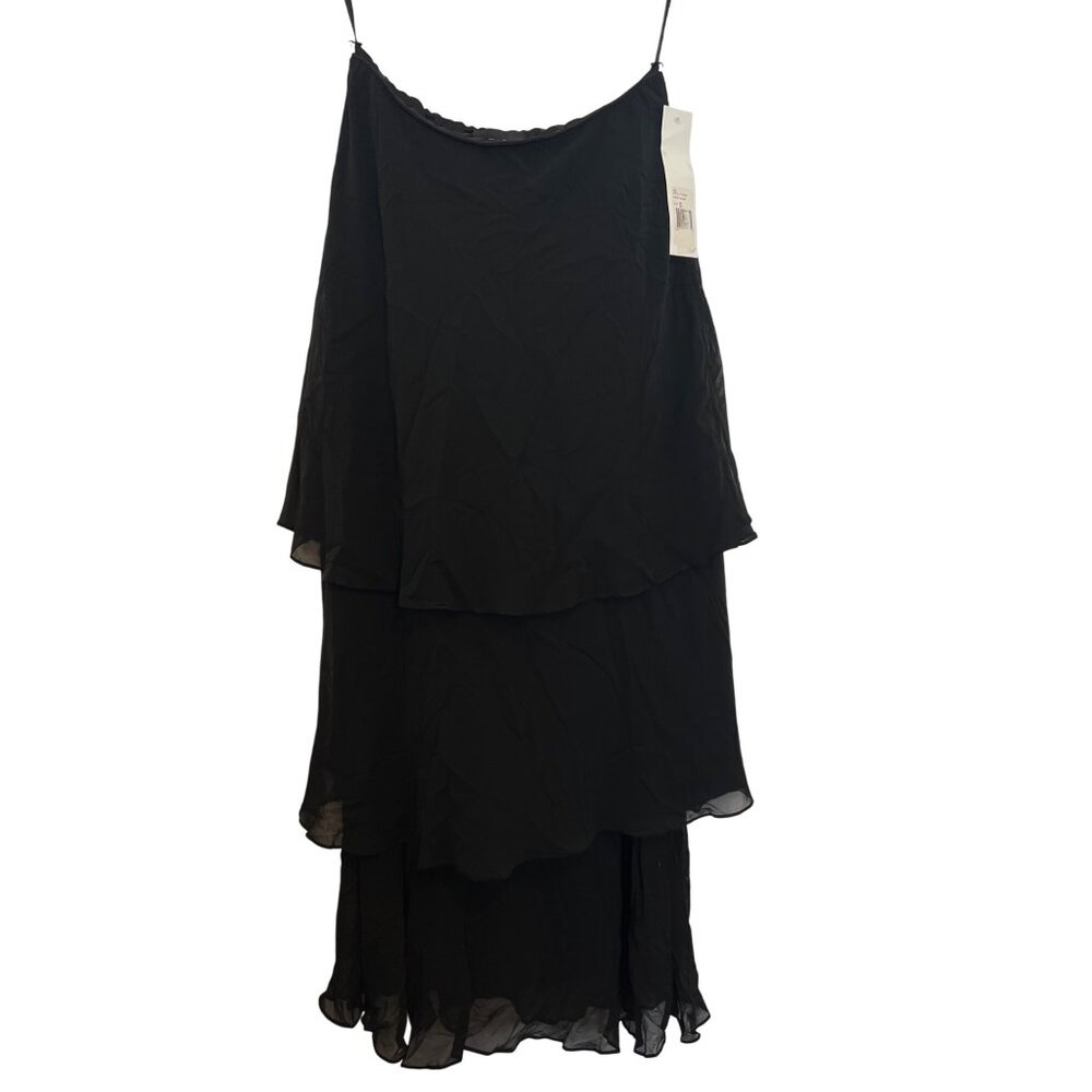 Alex Evenings Womens Black Tiered Chiffon Strapless Dress Size S